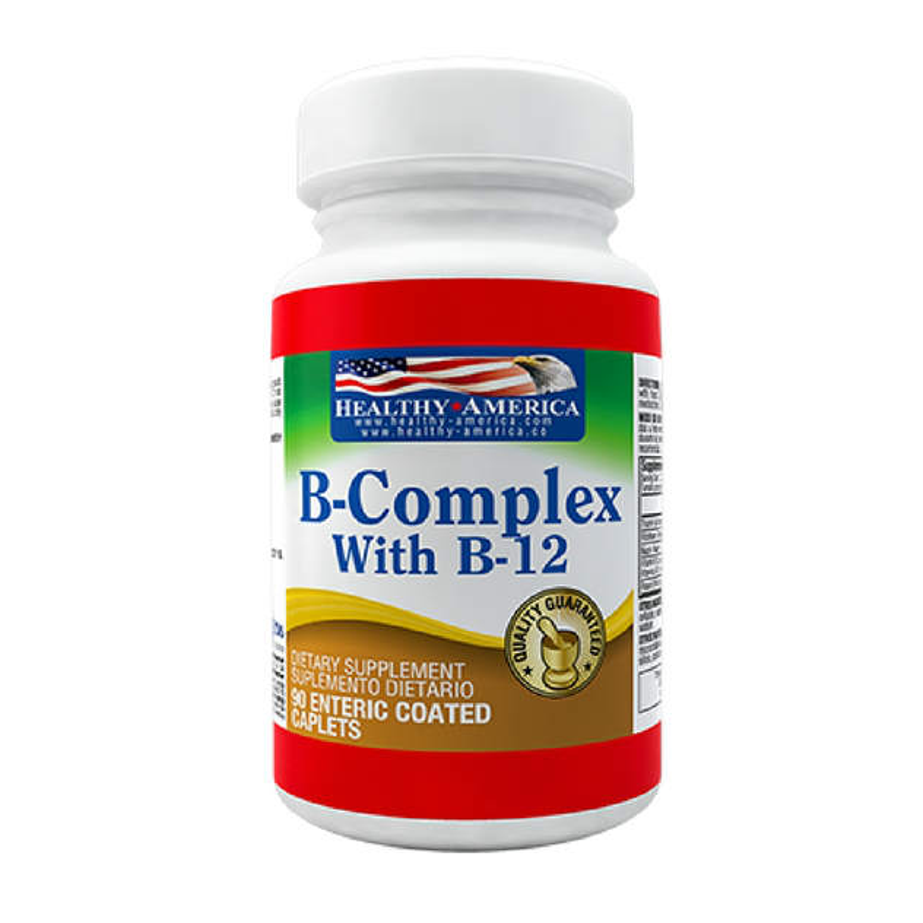 B-Complex With B-12  90 Caplets Healthy America