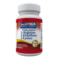 Triple Amino L-Arginina L-Ornitina L-Lysine 60 tabletas Healthy America
