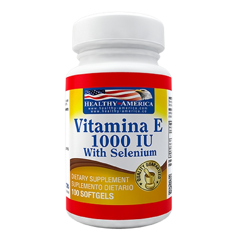 Vitamina E 1000IU with Selenium 100 softgels Helathy America 1