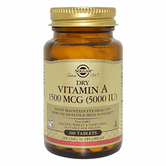 Dry Vitamin A 5000 IU 100 Tabletas Solgar