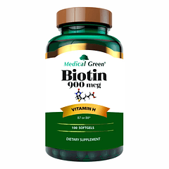 Biotina 900 mcg Medical Green 100 cápsulas