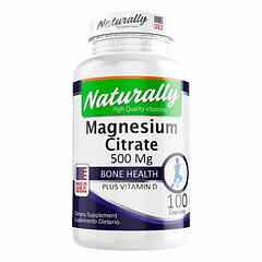 Magnesium Citrate 500 mg Plus Vitamina D 100 Cápsulas