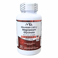 Glicinato de Magnesio 550 mg 60 Cápsulas Mountain Valley
