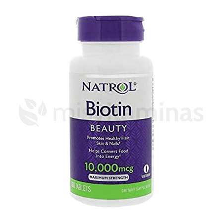 Biotin 10000 mcg Natrol 100 Tabletas Crece Pelo 