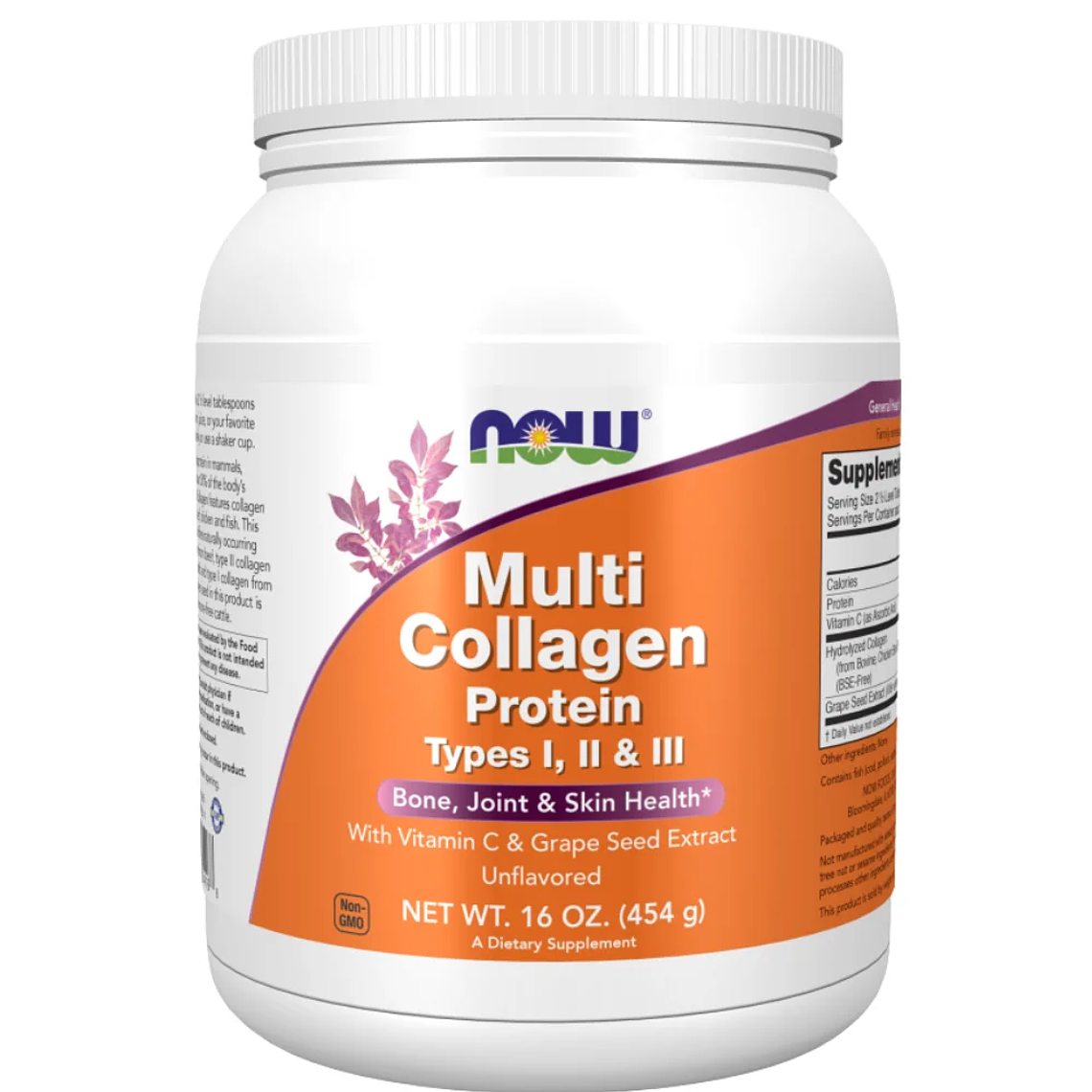 Multi Collagen Protein Tipo I, II & III 454 Grs NOW  1