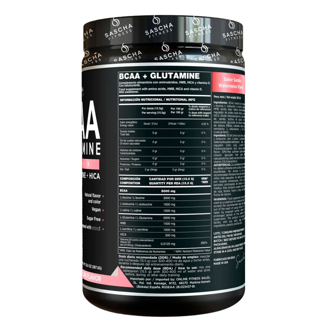 BCAA + Glutamine Sandia Sascha Fitness  2