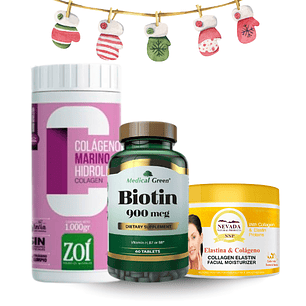 Combo Belleza Navidad Colageno Biotina Crema Humectante