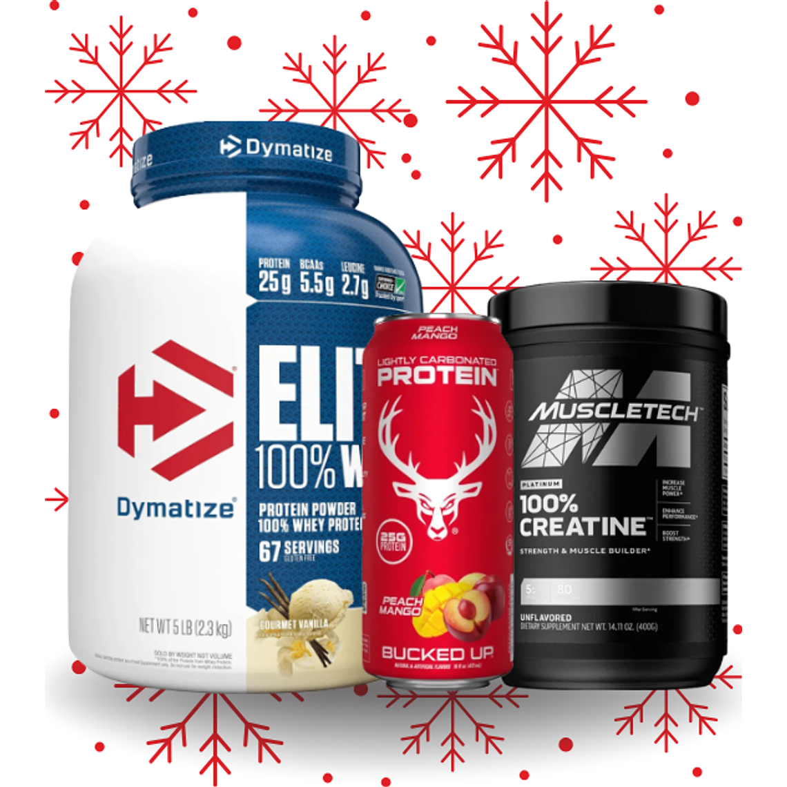 Combo Navideño Proteina mas Creatina y Bebida proteica 1
