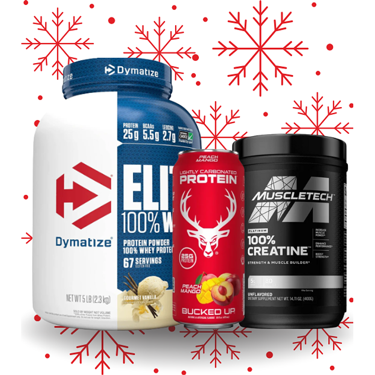 Combo Navideño Proteina mas Creatina y Bebida proteica 1