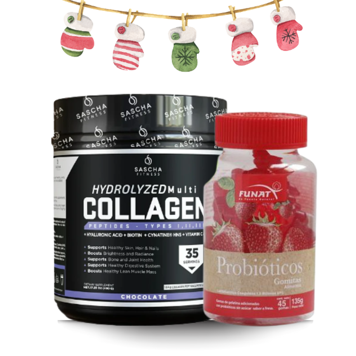 Combo Navidad Belleza Colageno Sascha + Gomas Probioticas 1