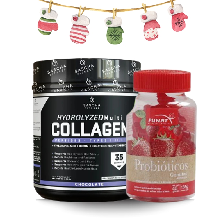 Combo Navidad Belleza Colageno Sascha + Gomas Probioticas 1