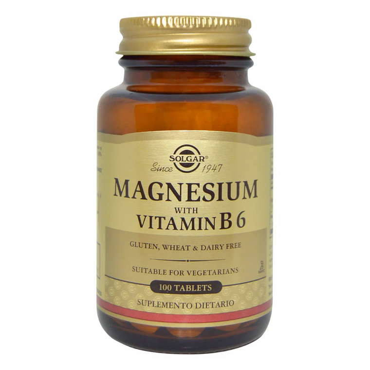 Magnesium with Vitamin B6 100 Tabletas Solgar Magnesio 1