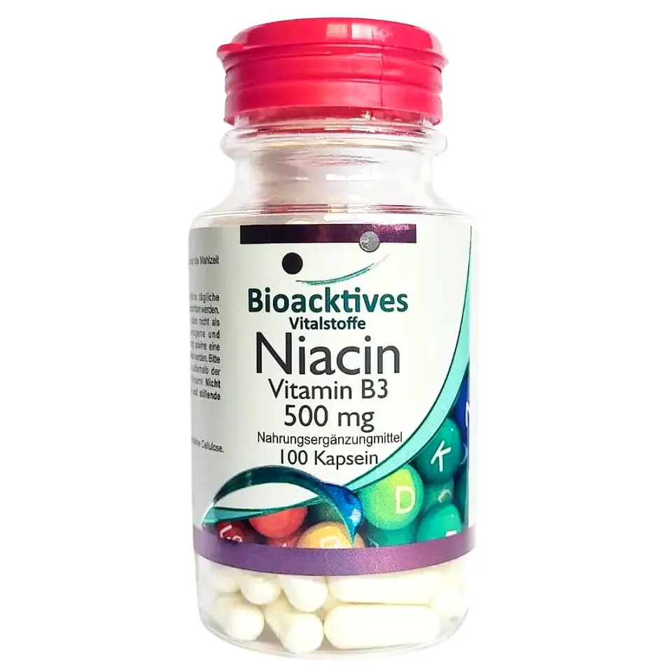Niacin Vitamina B3 500 mg 100 Cápsulas Bioacktives 1