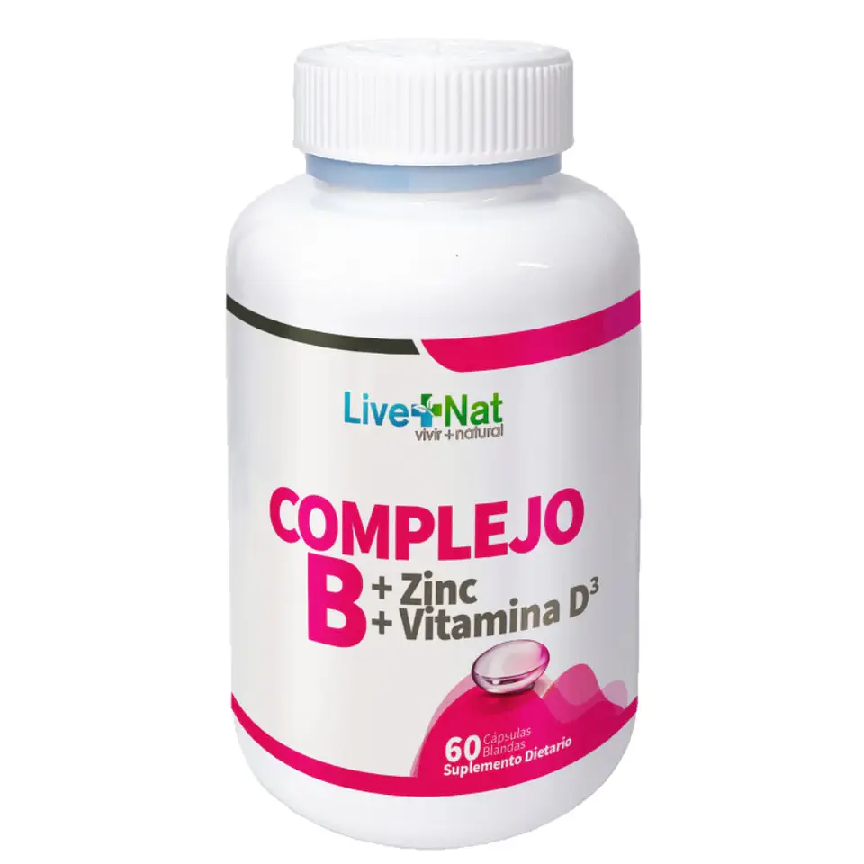 Complejo B Zinc Vitamina D3 60 Cápsulas Live + Nat 1