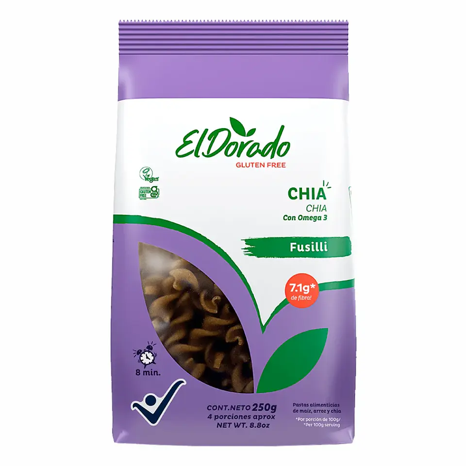 Pasta de Chía Fusilli 250 g El Dorado 1