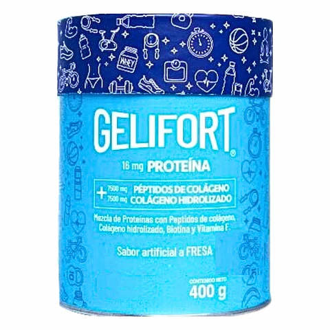 Gelifort Proteína y Colágeno 400 gr Sabor Fresa