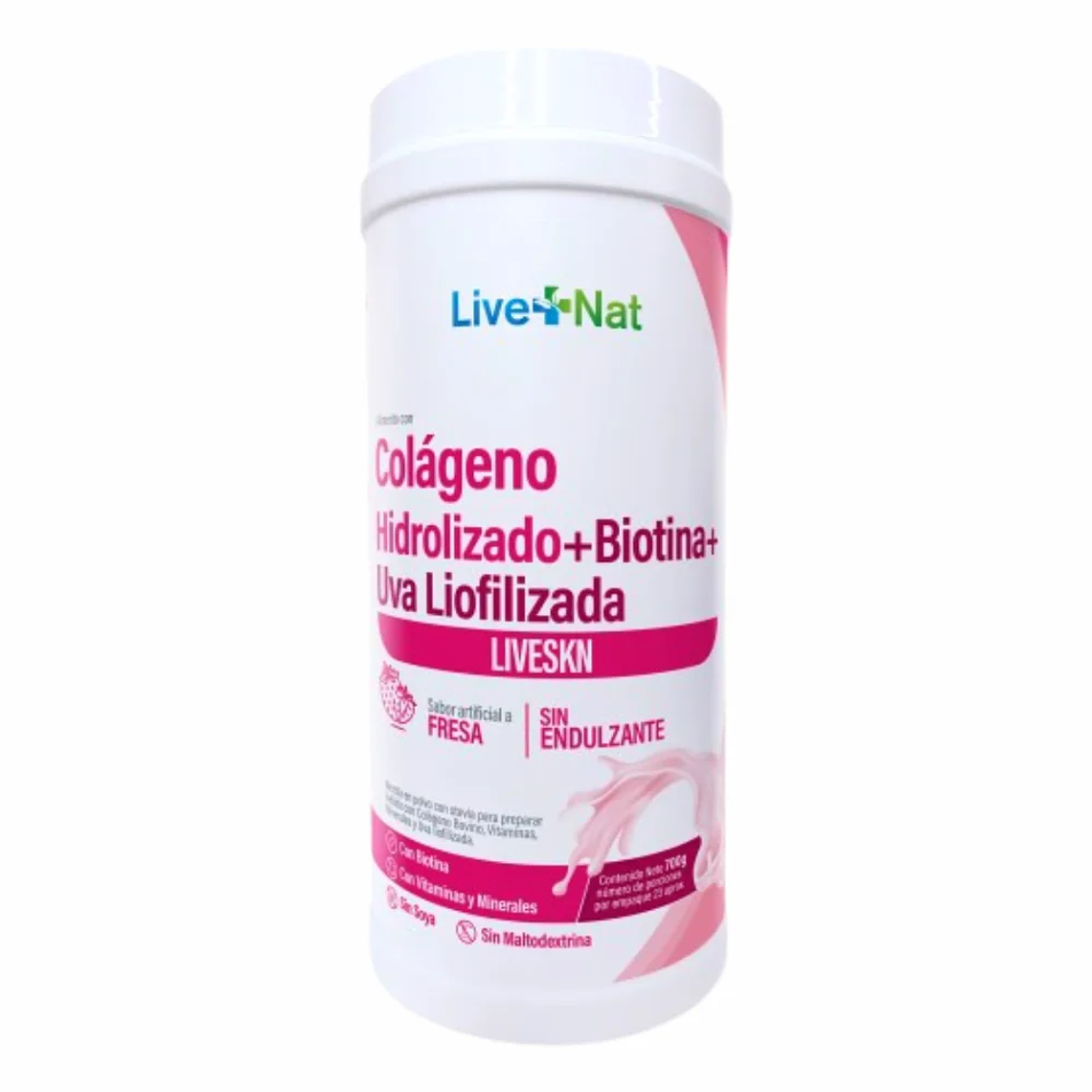 Colágeno Hidrolizado más Biotina y Uva Liofilizada 700 gr Live + Nat 1