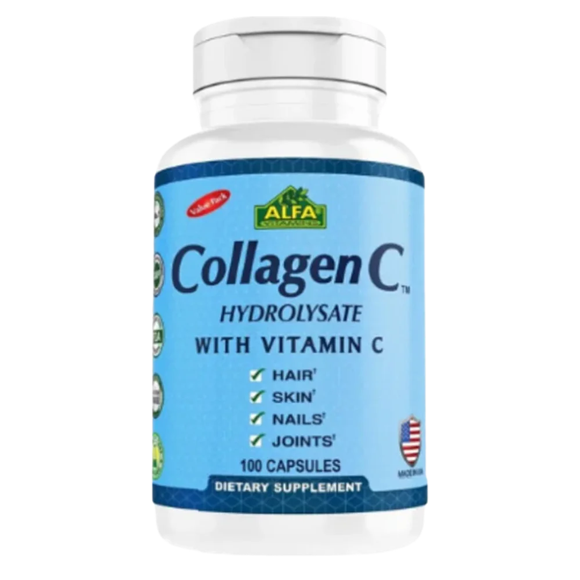 Collagen C Hidrolizado con Vitamina C 100 Cáps Alfa Vitamins 1