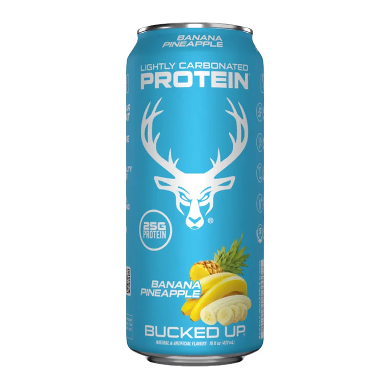 Bebida de Proteína Carbonatada Banana Piña 473ml BuckedUp 1