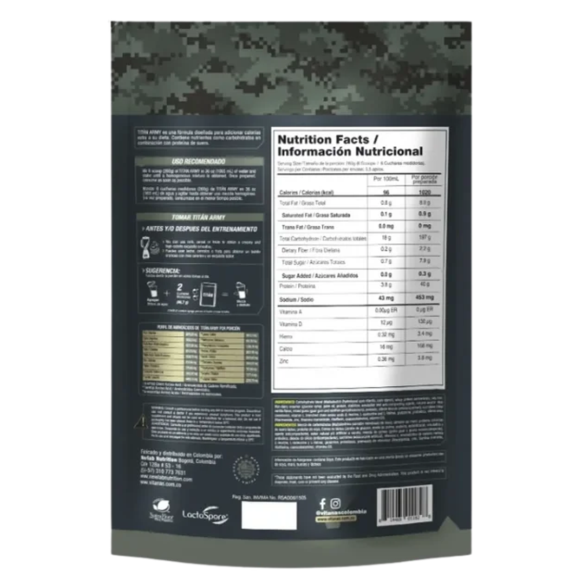 Titan Army 2 Libras Mass Gainer Vitanas Vainilla 2