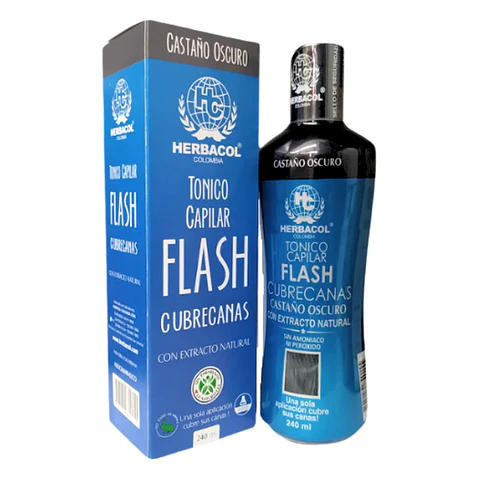 Tónico Capilar Flash Cubrecanas Castaño Oscuro 240 ml Herbacol