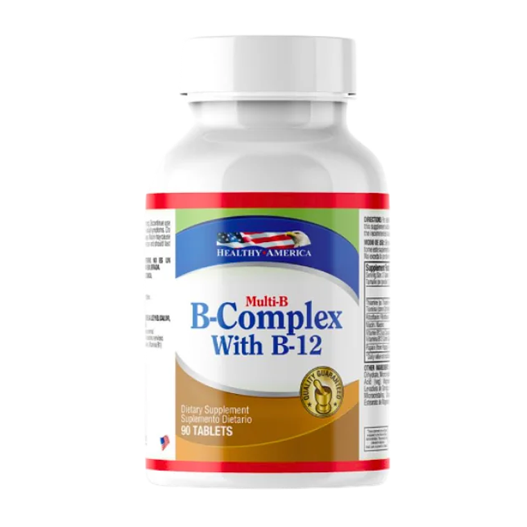 B Complex With B-12 90 Caplets Healthy America 1