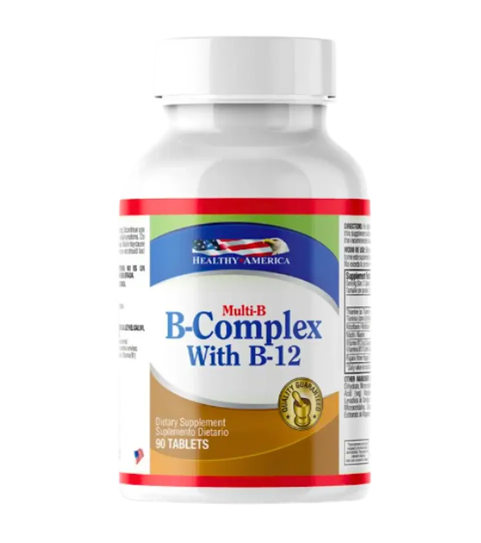 B Complex With B-12 90 Caplets Healthy America 1