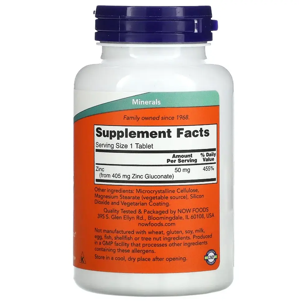 Zinc 50 Mg 250 Tabletas Gluconato Now  2
