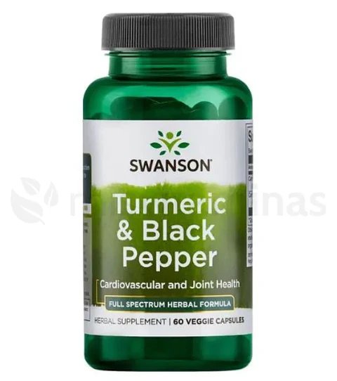 Turmeric and Black Pepper Swanson 60 Cápsulas