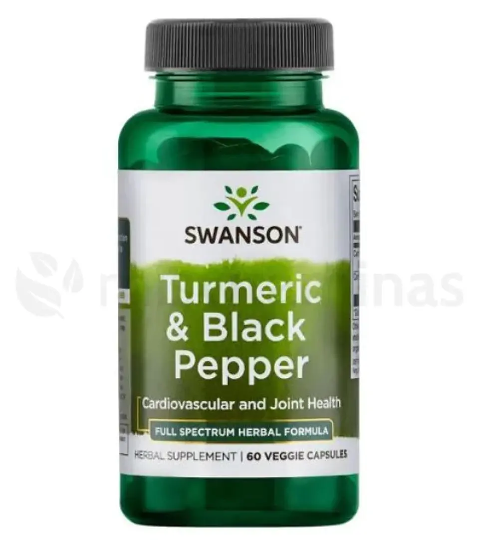 Turmeric and Black Pepper Swanson 60 Cápsulas 1