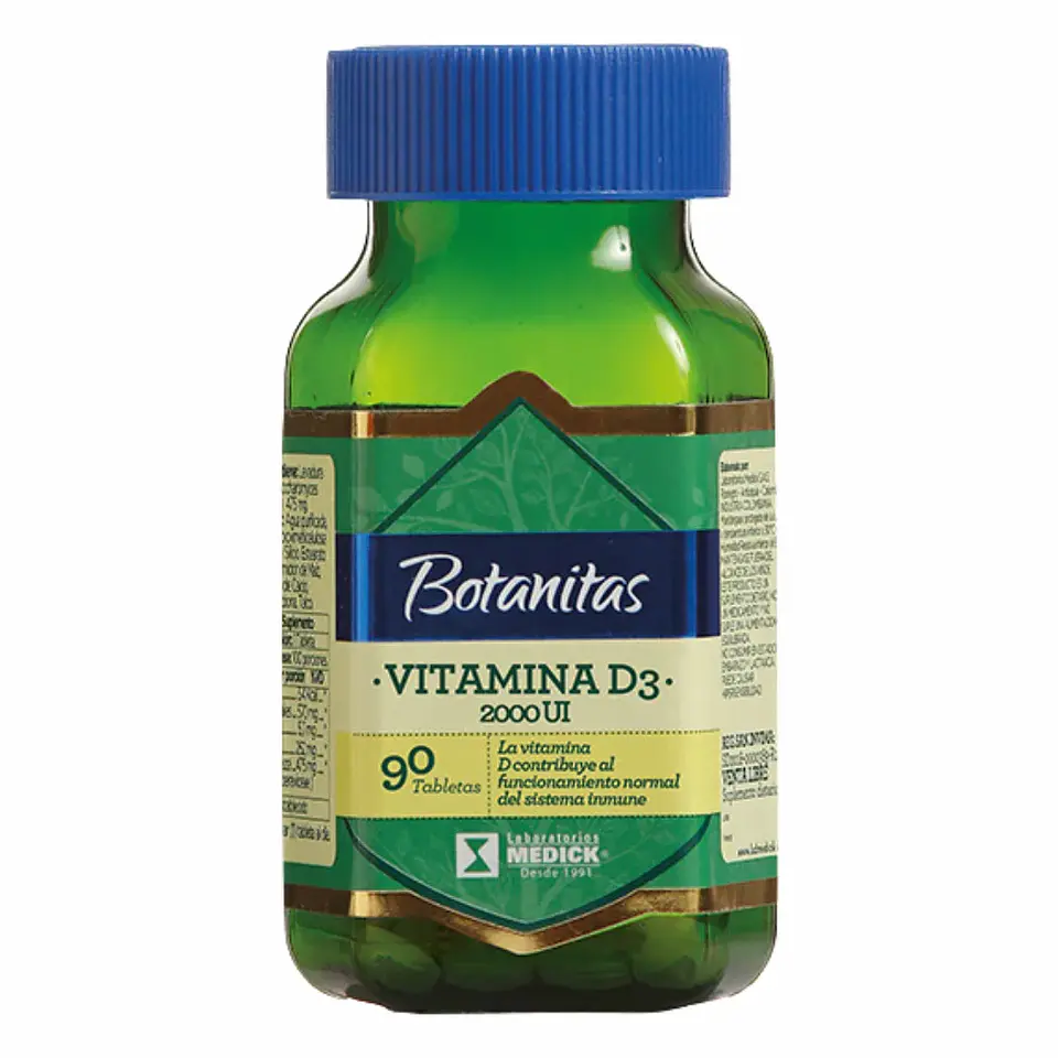 Vitamina D3 2000 UI 90 Tabletas Botanitas 1