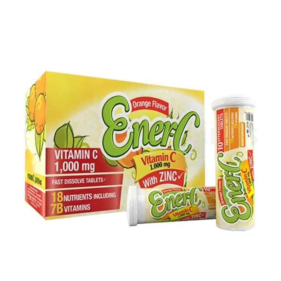 EnerC Vitamina C 1000 mg Healthy America 10 tabletas efervescentes 1