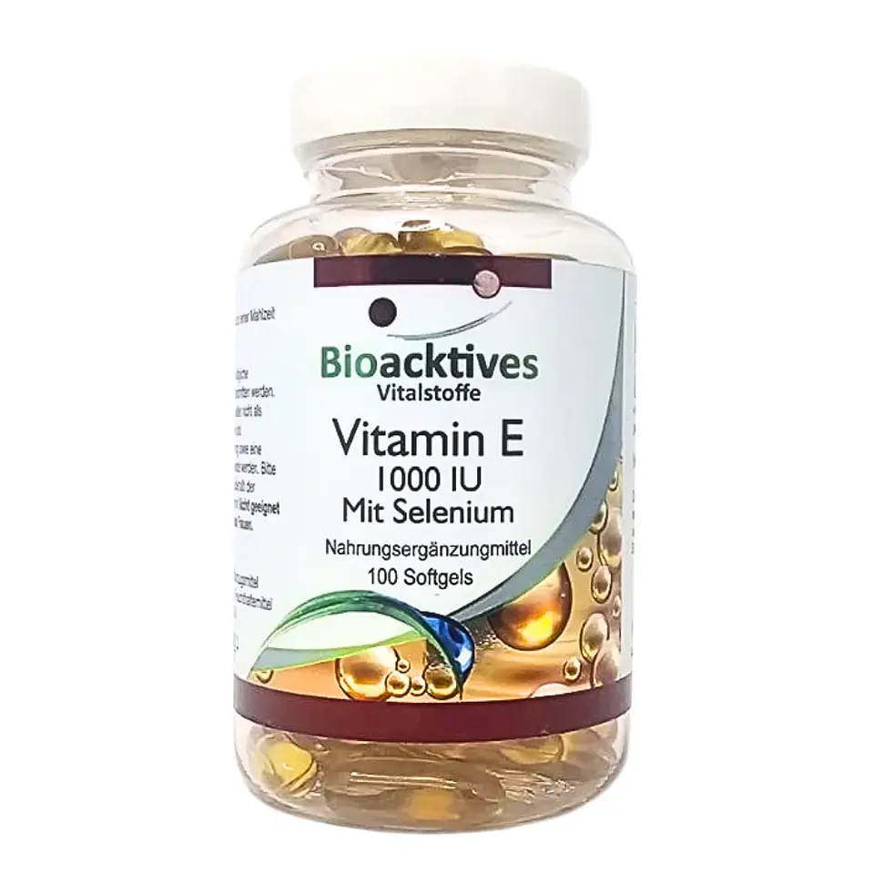 Vitamina E 1000 IU selenium 100 Softgels Bioacktives Aleman 1