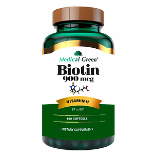 Biotina 900 mcg Medical Green 100 cápsulas