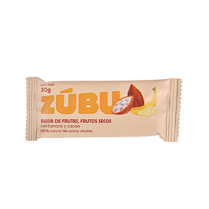 Barra de Frutas y Frutos Secos Banano y Cacao 30 g Zúbu