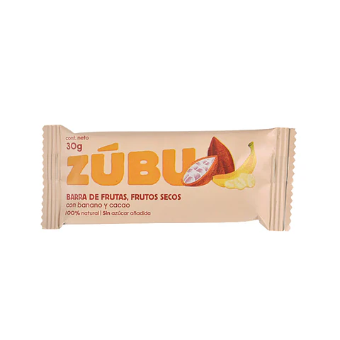 Barra de Frutas y Frutos Secos Banano y Cacao 30 g Zúbu