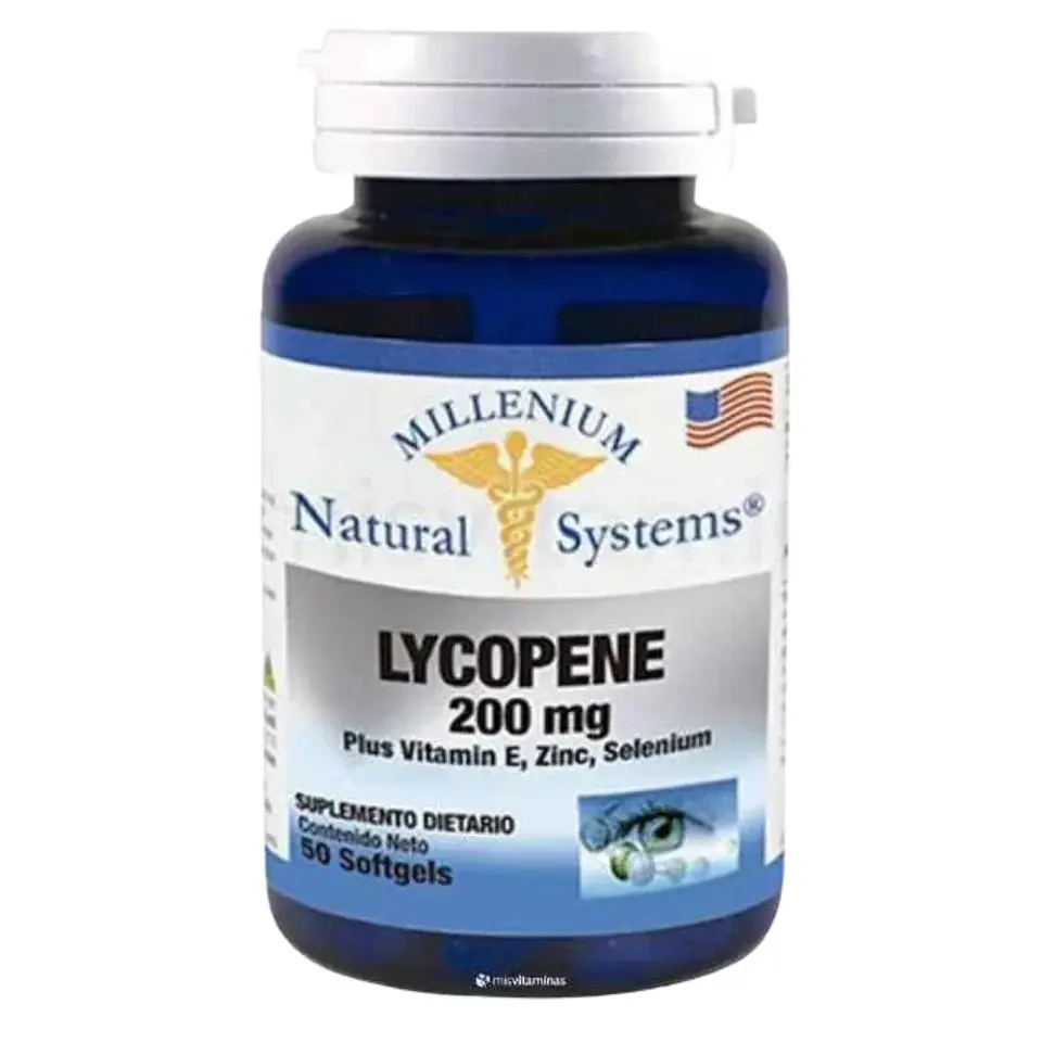 Lycopene 200 mg Plus Vitamina E Zinc y Selenio Natural System 50 Softgels 1