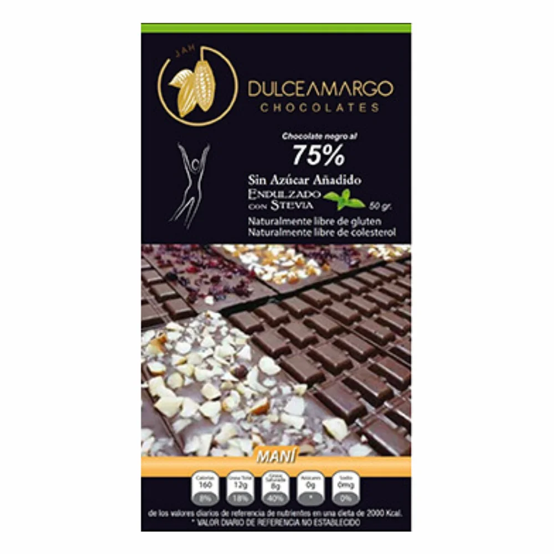 Chocolate con Maní 50 g Dulce Amargo 1