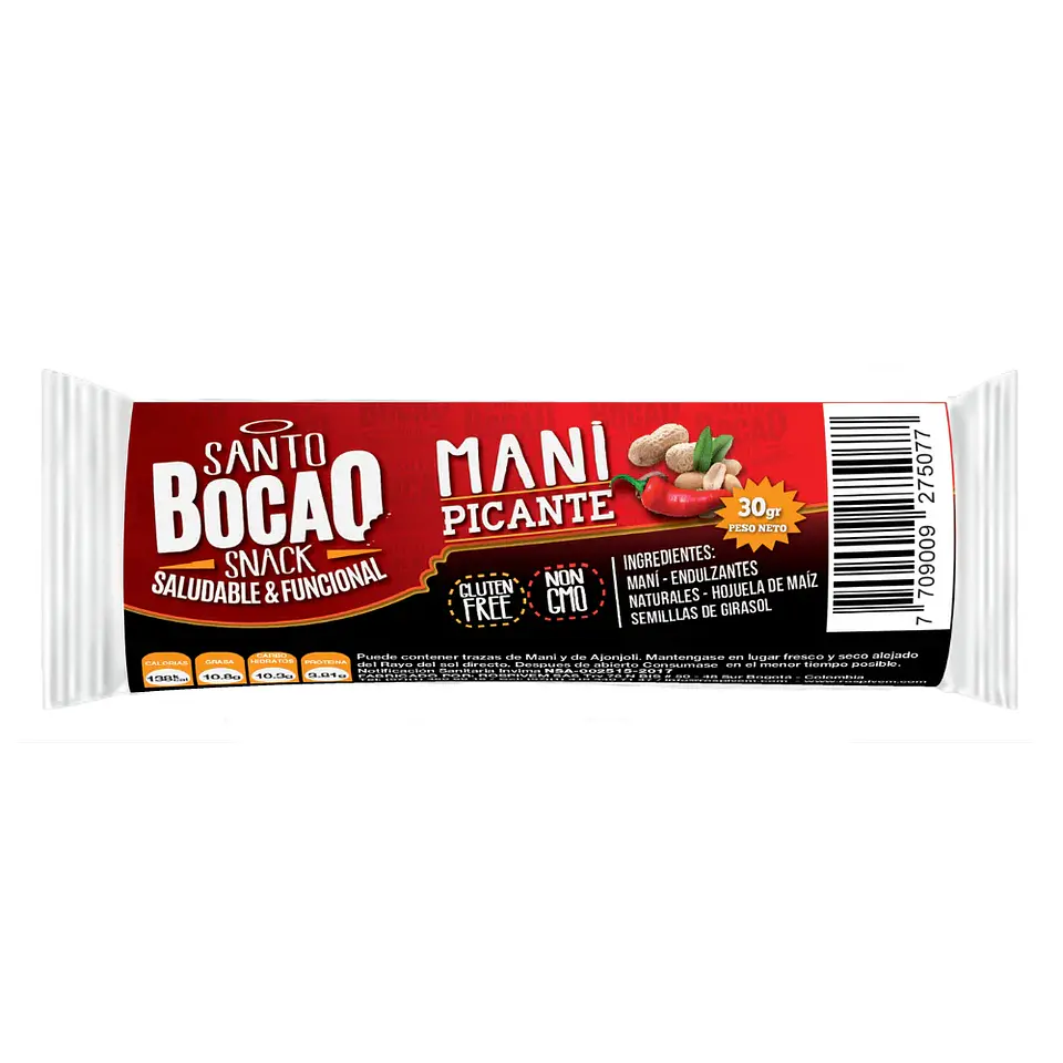 Barra de Maní Picante Snack 30 gr Santo Bocao 1