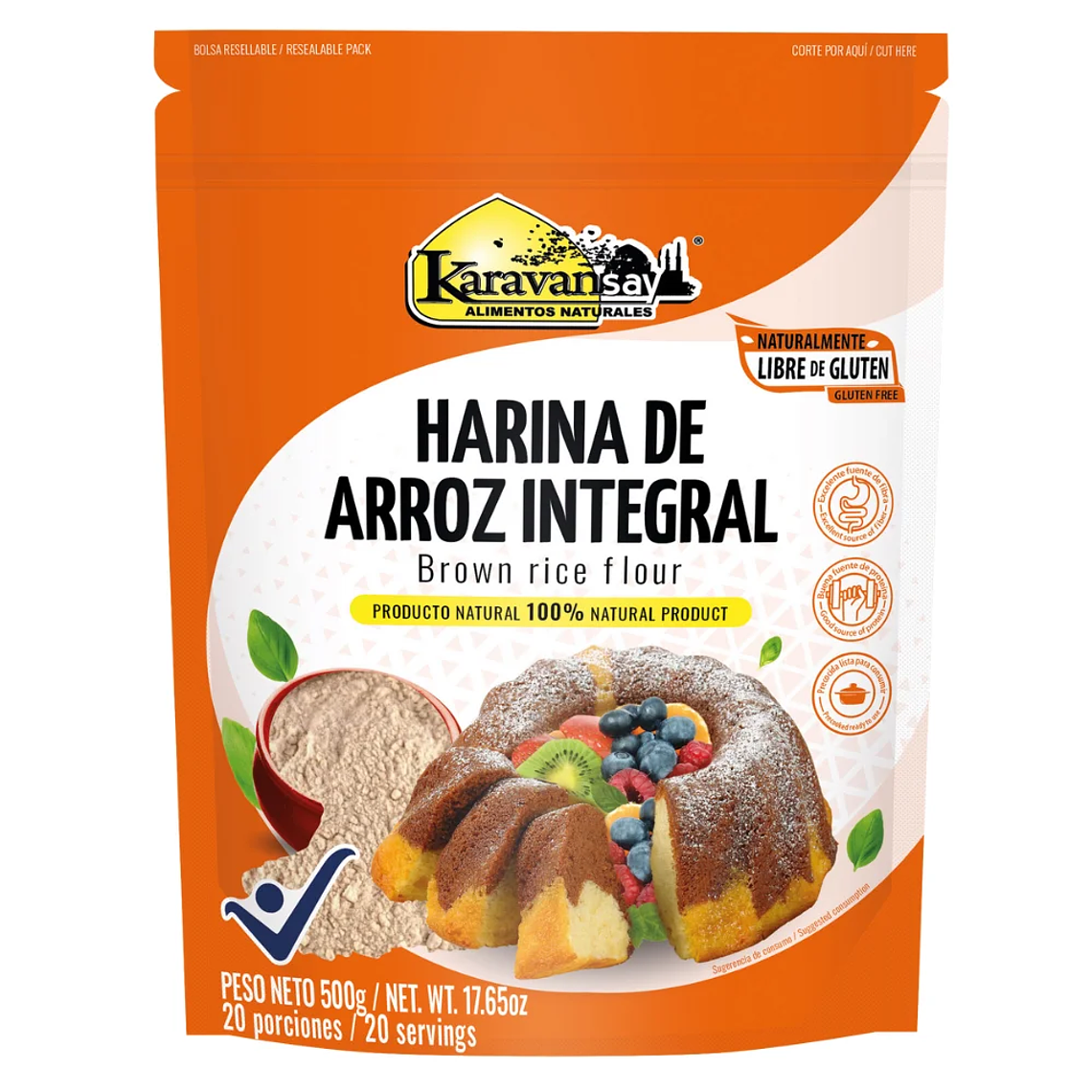 Harina de Arroz Integral Karavansay 500 gramos 1