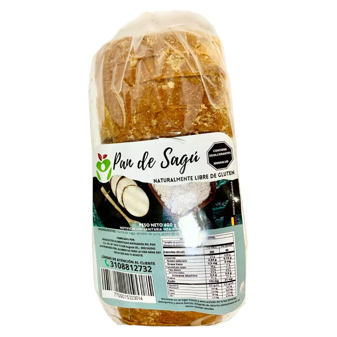 Pan de Sagú Libre de Gluten Tajado 400 gr 1