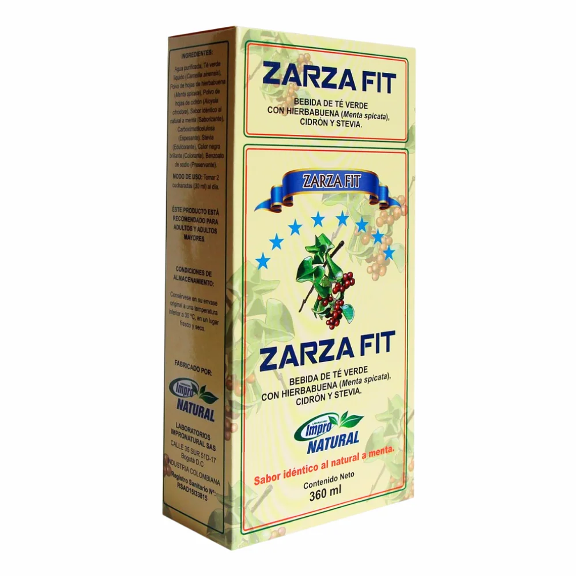Zarza Fit Té Verde y Hierbabuena 360 ml Impronatural 1