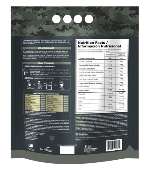 Titan Army 12 Libras Mass Gainer Vitanas