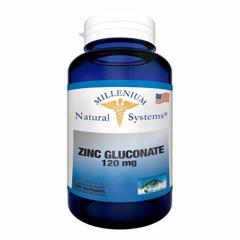 Zinc Gluconate 120 mg 100 Softgels Natural Systems
