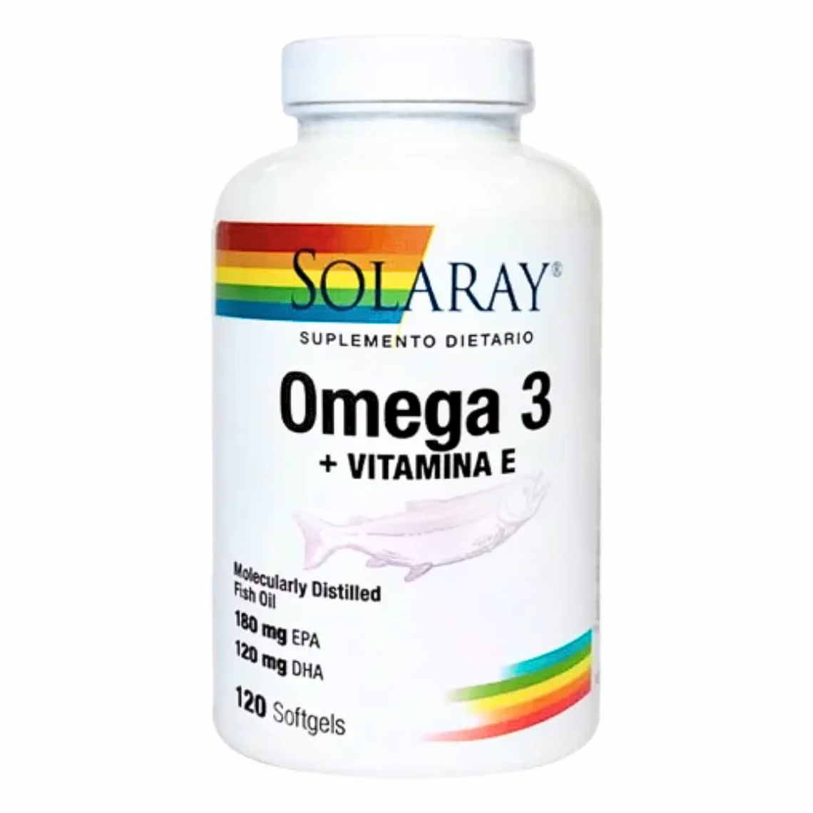 Omega 3 Fish Oil con Vitamina E 120 Softgels Solaray 1