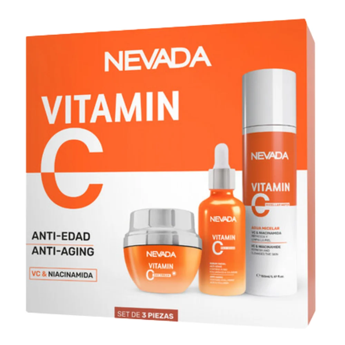 Set Anti-Edad Vitamin C y Niacinamida Nevada 3 Piezas 1