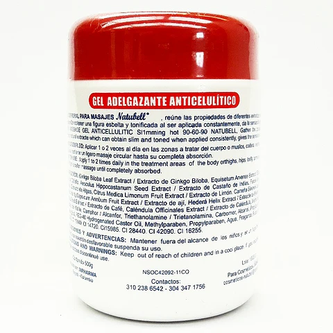 Gel Caliente Adelgazante y Anticelulítico 500 g Natubell