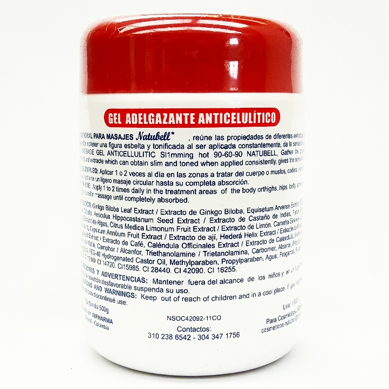 Gel Caliente Adelgazante y Anticelulítico 500 g Natubell 2