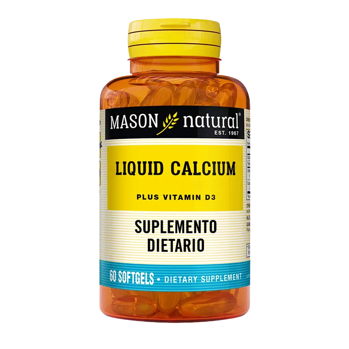 Liquid Calcium with Vitamina D3 60 Softgels Mason Natural 1