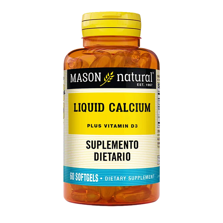 Liquid Calcium with Vitamina D3 60 Softgels Mason Natural 1